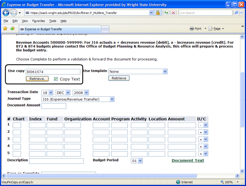 Chapter 4 Journal Vouchers Office Of The Controller Wright State   Ch 4 Image 3 